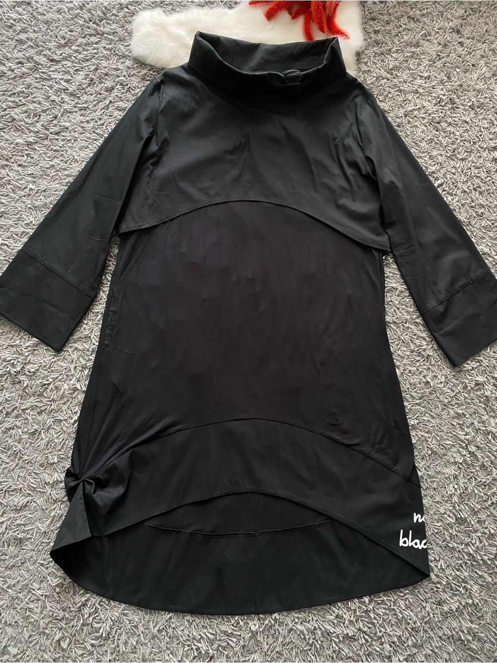 Etna Maar Avant-Garde Paneled Dress Asymmetrical Hem "Not So Black"